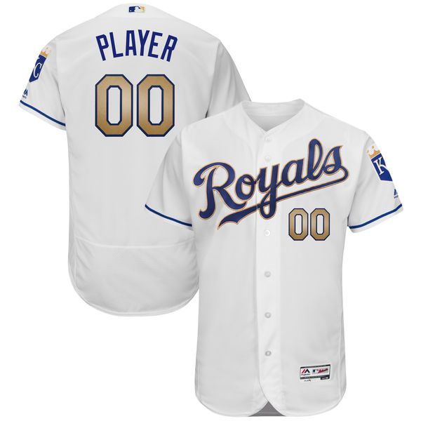 Men Kansas City Royals Majestic White 2017 Home Flex Base Authentic Custom MLB Jersey